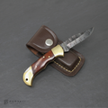 Hemingway Hand-Forged Damascus Steel Folding Knife - Stained Bone and Brass