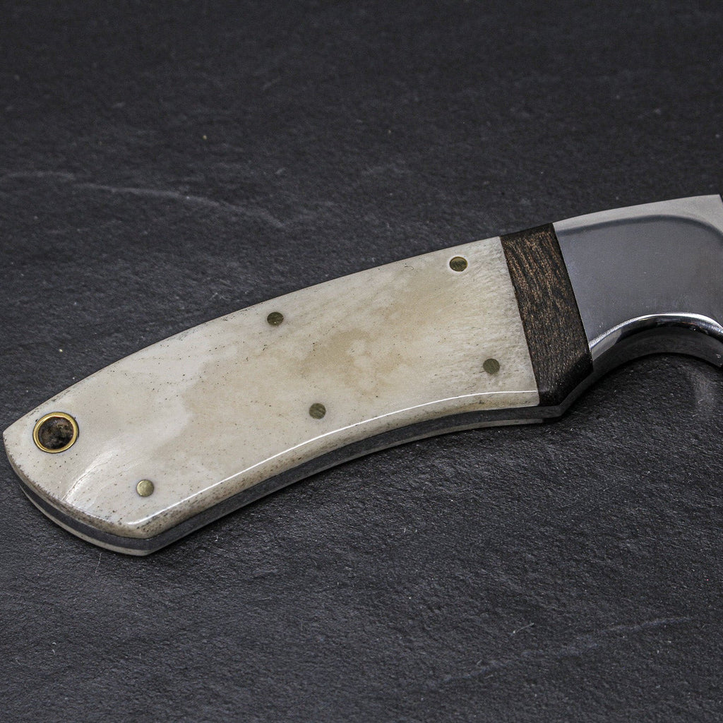 Sir Edmund Hand-Forged Damascus Steel Knife - Camel Bone and Walnut
