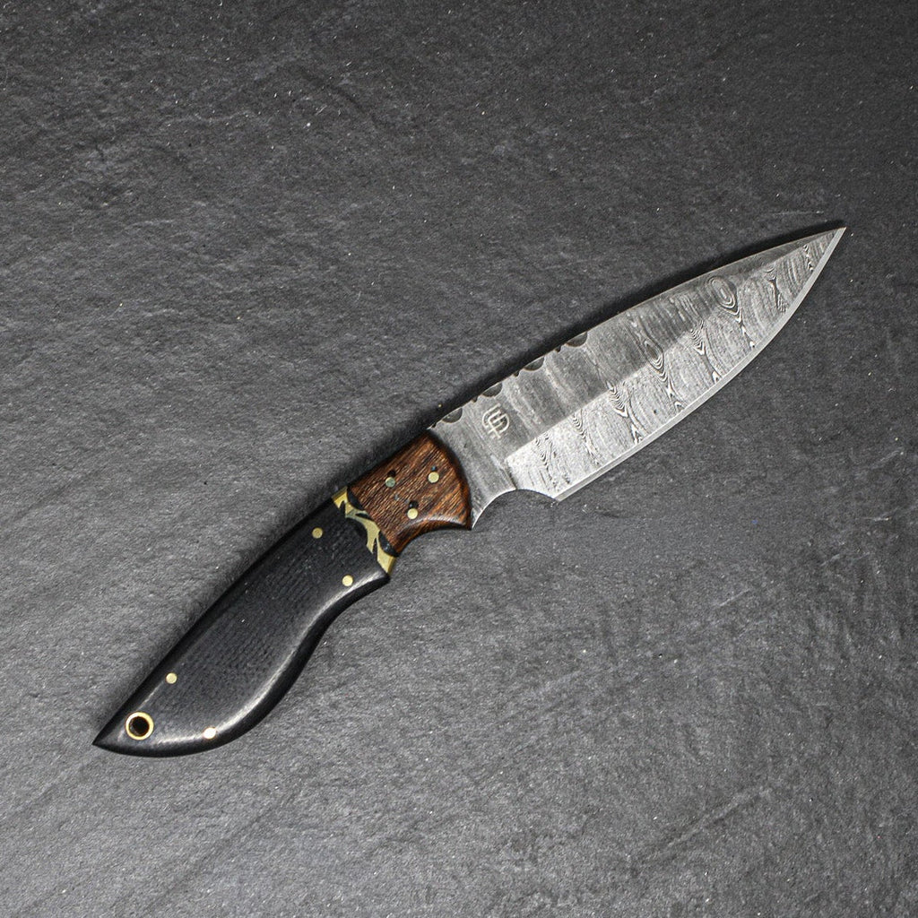 Quanah Hand-Forged Damascus Steel Hunting Knife - G10 and Walnut
