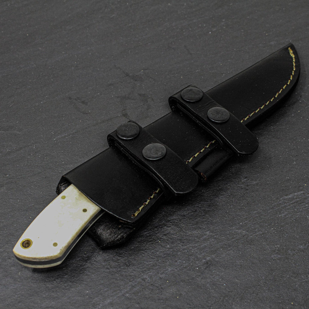 Sir Edmund Hand-Forged Damascus Steel Knife - Camel Bone and Walnut