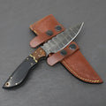 Quanah Hand-Forged Damascus Steel Hunting Knife - G10 and Walnut