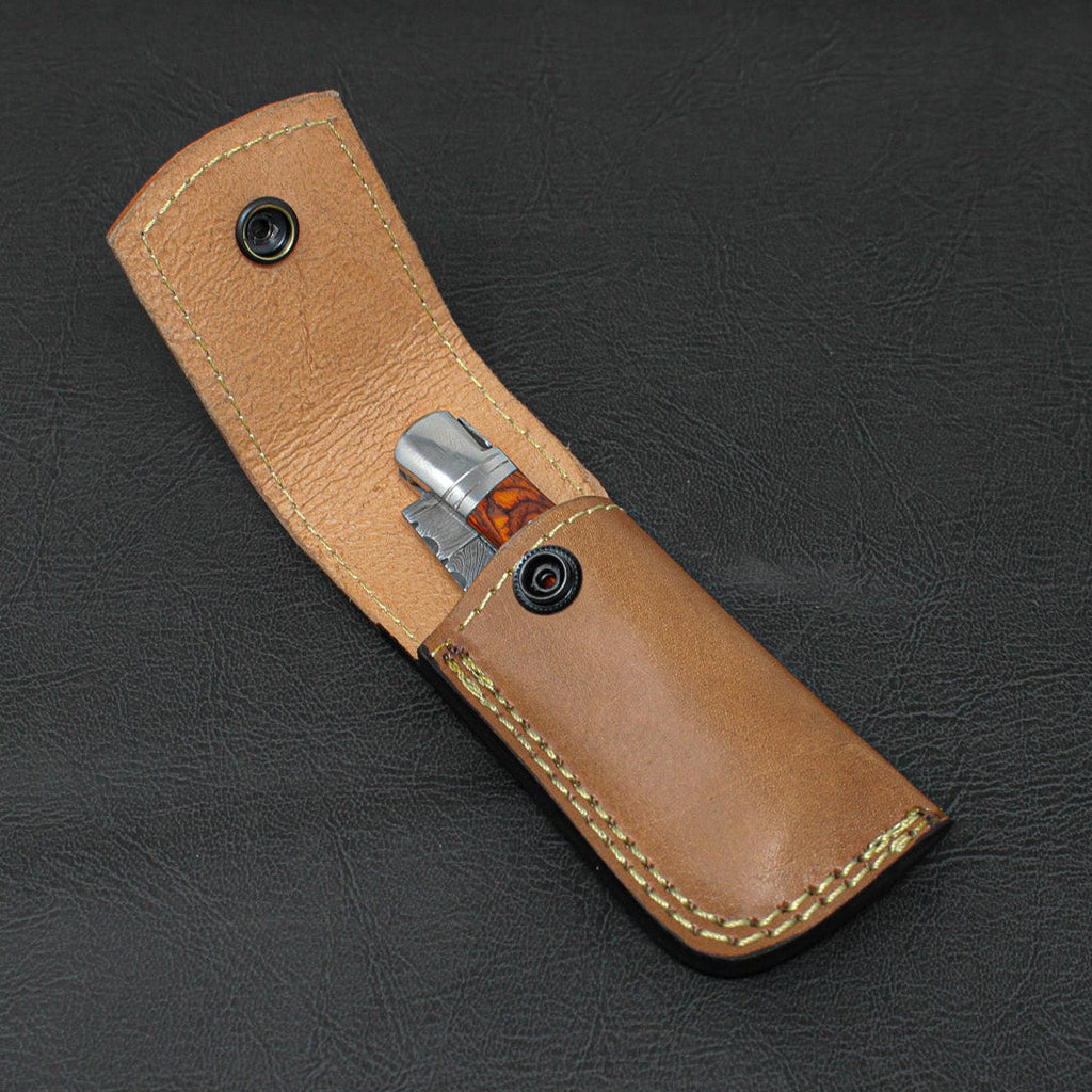 Rhône Rangers Hand-Forged Damascus Steel Folding Knife with Wine Corkscrew - Tali Wood