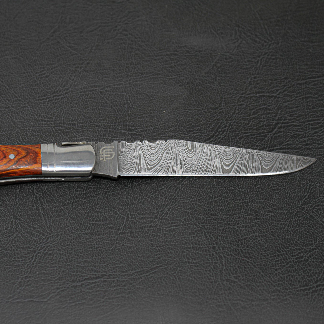 Rhône Rangers Hand-Forged Damascus Steel Folding Knife with Wine Corkscrew - Tali Wood