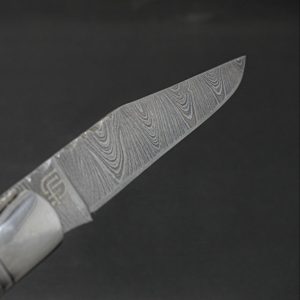 Rhône Rangers Hand-Forged Damascus Steel Folding Knife with Wine Corkscrew - Tali Wood