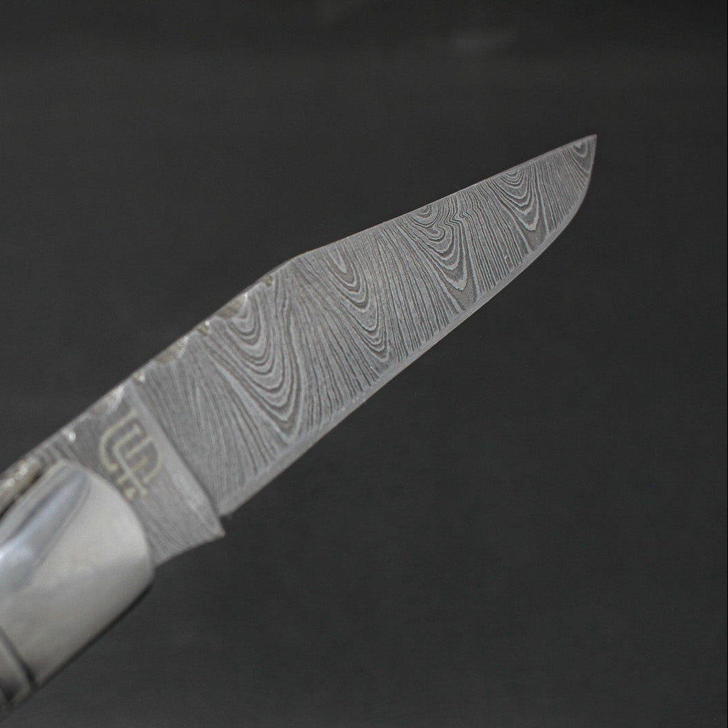 Rhône Rangers Hand-Forged Damascus Steel Folding Knife with Wine Corkscrew - Tali Wood