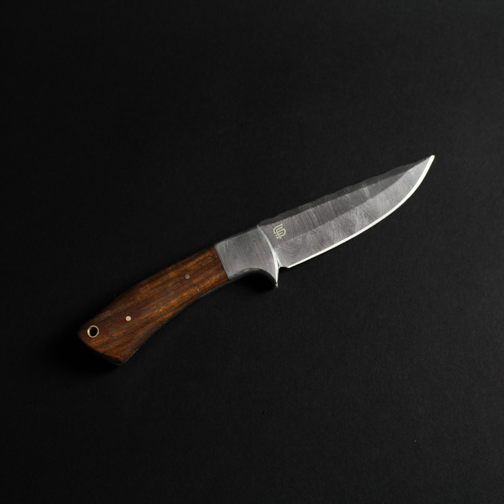 Bolognesi Hand-Forged Damascus Steel Hunting Knife - Rosewood