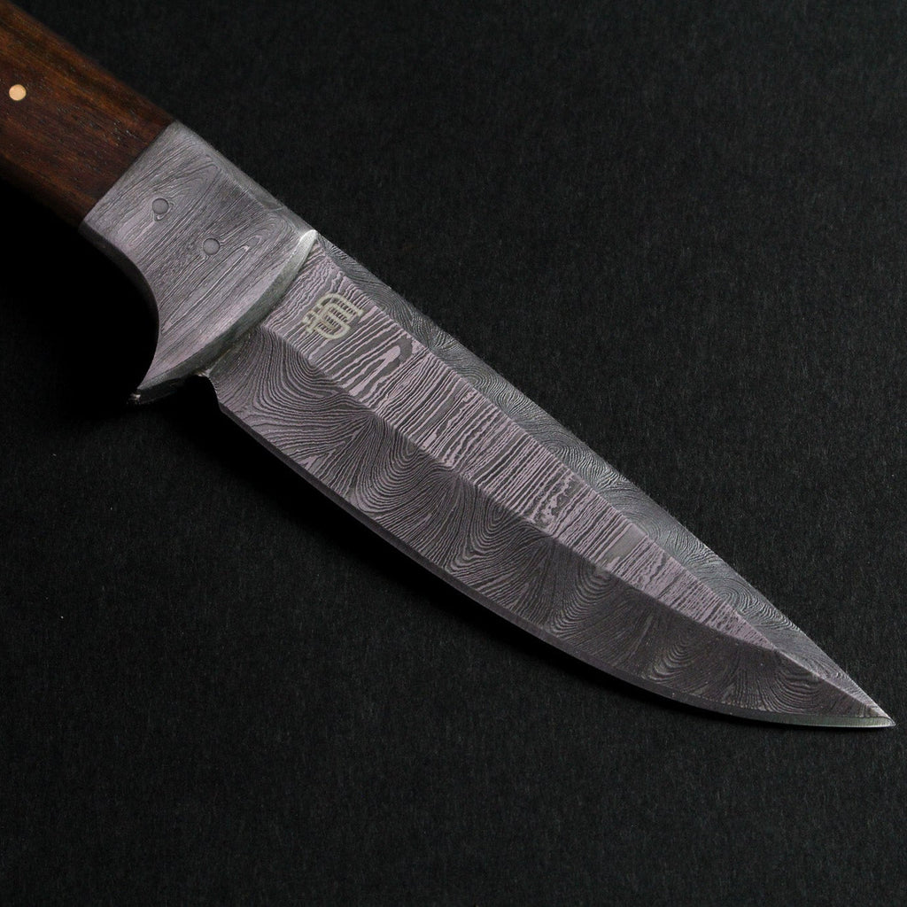 Bolognesi Hand-Forged Damascus Steel Hunting Knife - Rosewood