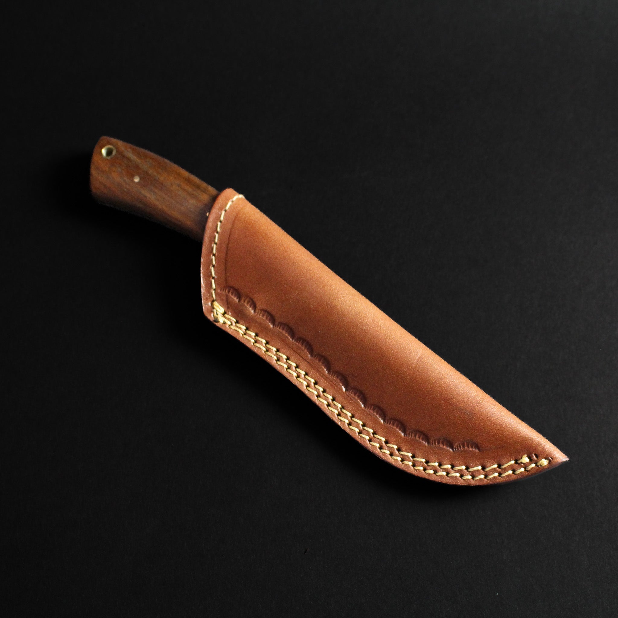Bolognesi Hand-Forged Damascus Steel Hunting Knife - Rosewood