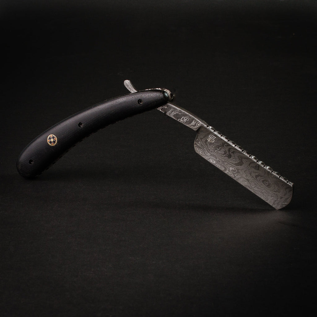 Throat Cutter Hand-Forged Damascus Steel Straight Razor - Black G10