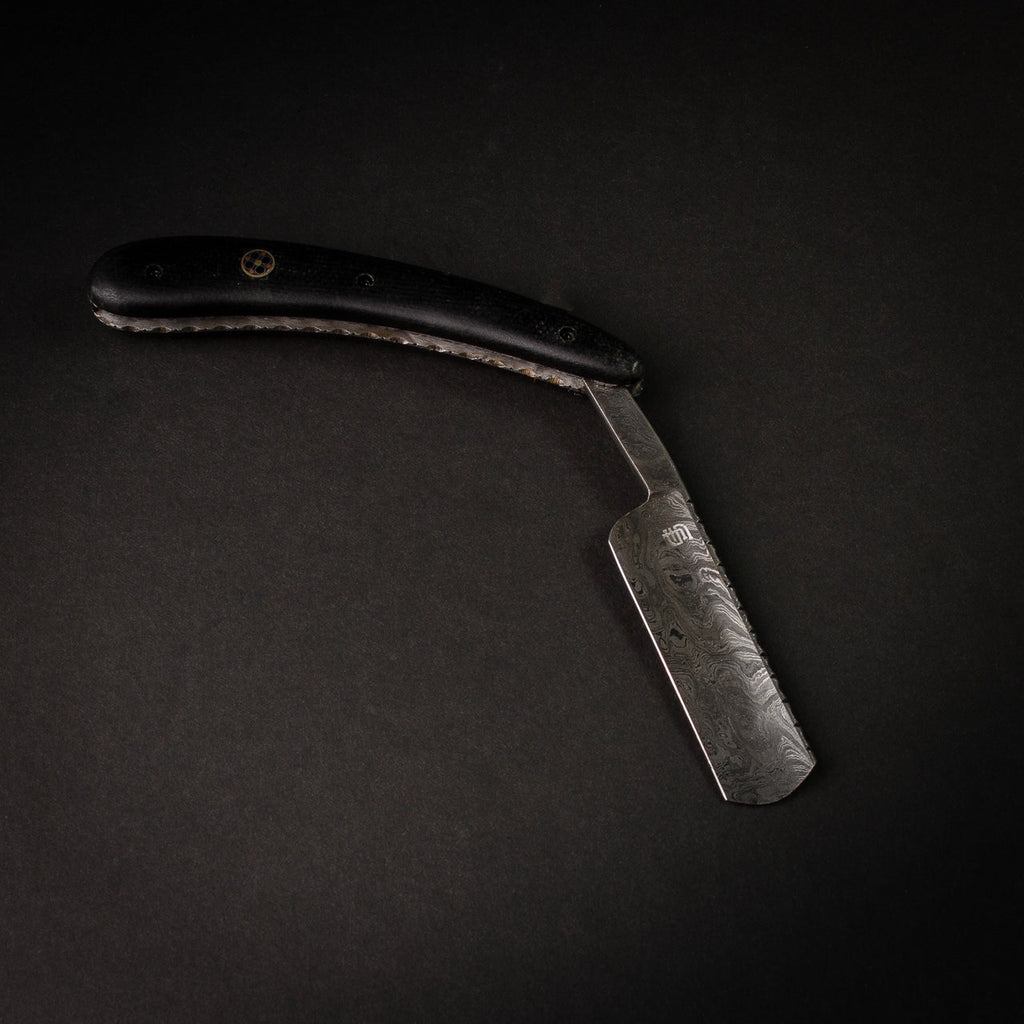Throat Cutter Hand-Forged Damascus Steel Straight Razor - Black G10