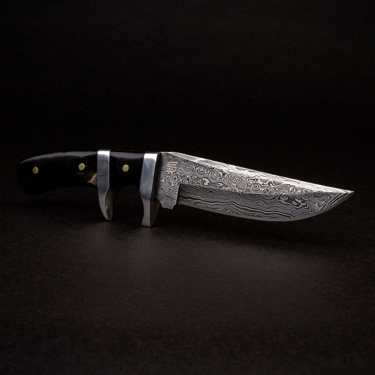 Hector Hand-Forged Damascus Steel Sub-Hilt Knife - Black G10