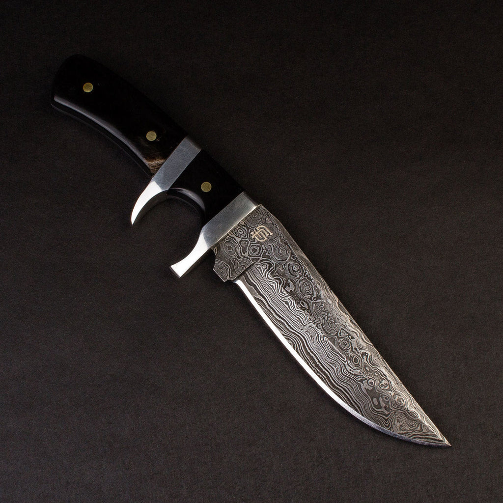 Hector Hand-Forged Damascus Steel Sub-Hilt Knife - Black G10
