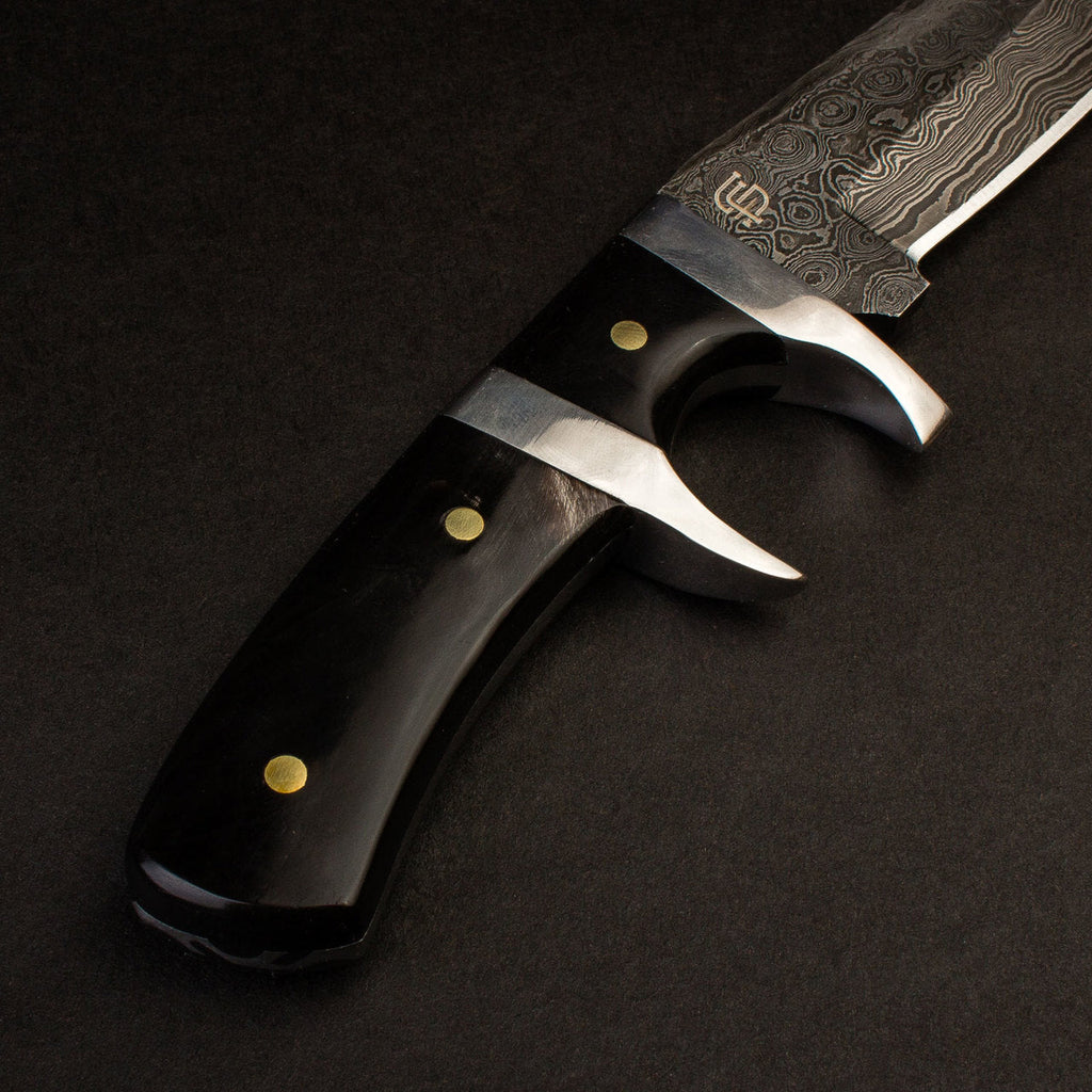Hector Hand-Forged Damascus Steel Sub-Hilt Knife - Black G10