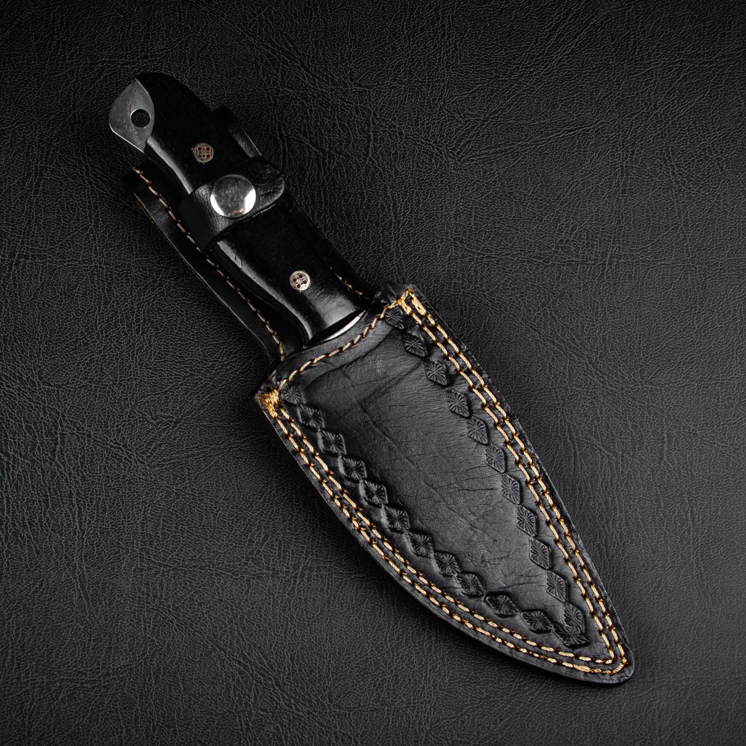 Becknell Hand-Forged Damascus Steel Hunting Knife - Black G10