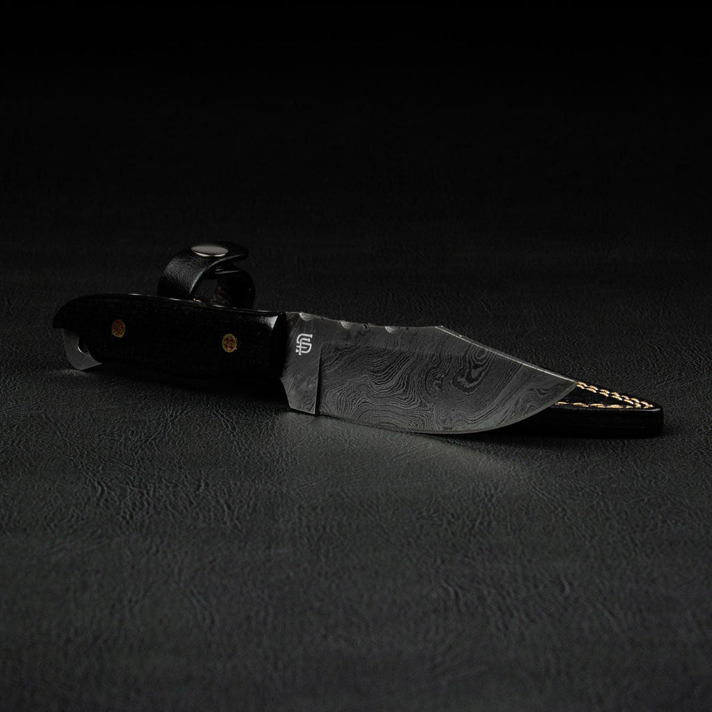 Becknell Hand-Forged Damascus Steel Hunting Knife - Black G10