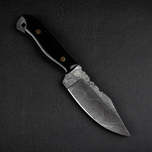 Becknell Hand-Forged Damascus Steel Hunting Knife - Black G10