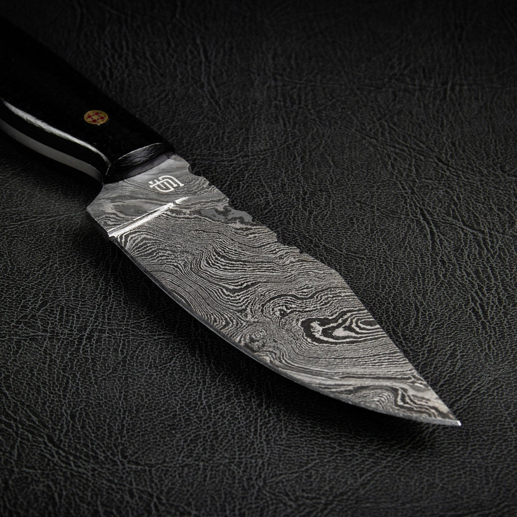 Becknell Hand-Forged Damascus Steel Hunting Knife - Black G10