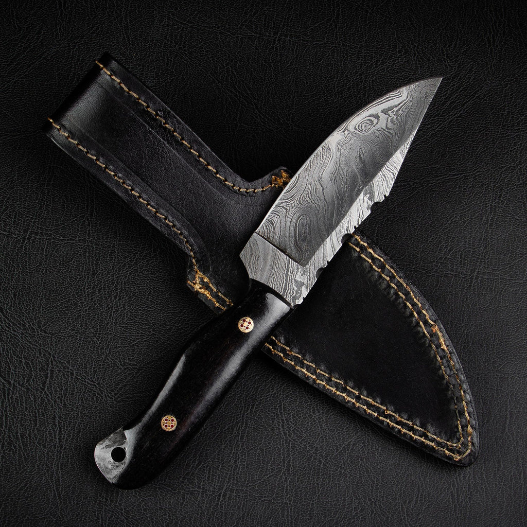Becknell Hand-Forged Damascus Steel Hunting Knife - Black G10