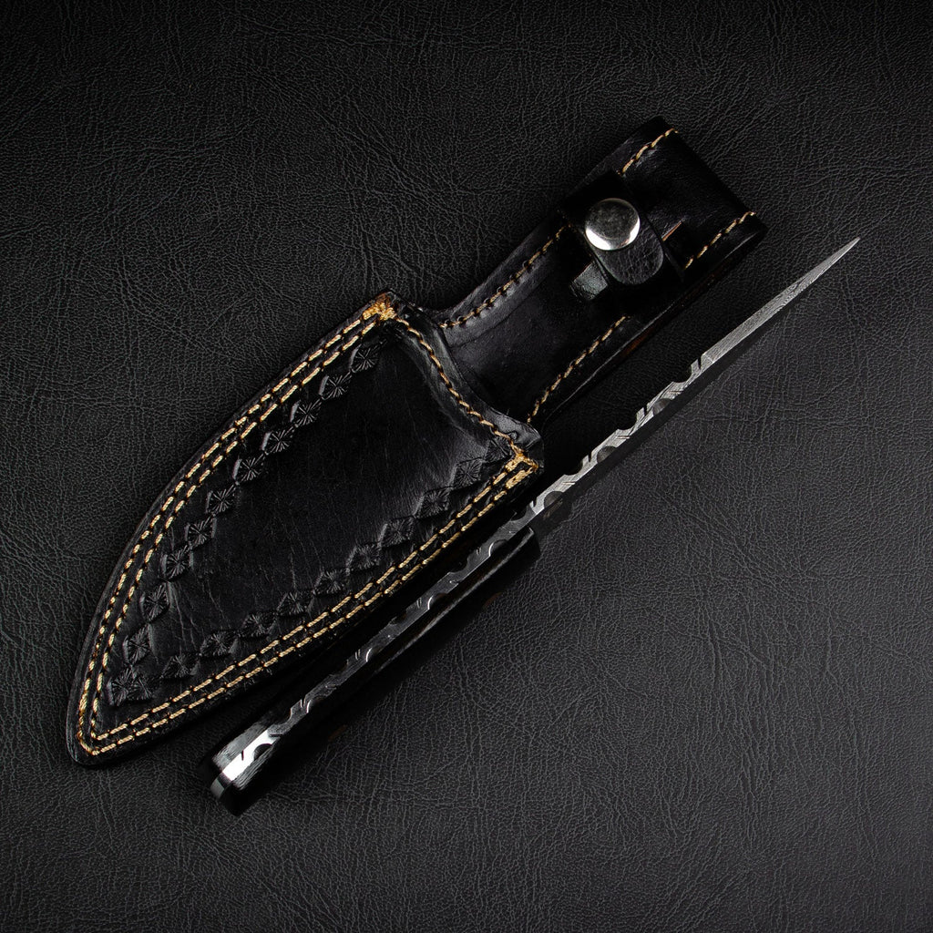 Becknell Hand-Forged Damascus Steel Hunting Knife - Black G10