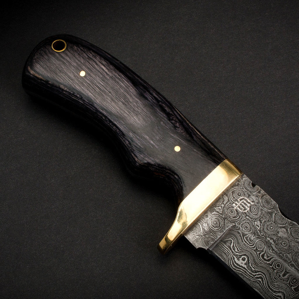 Jim Baker Hand-Forged Damascus Steel Skinner - Pakkawood and Brass