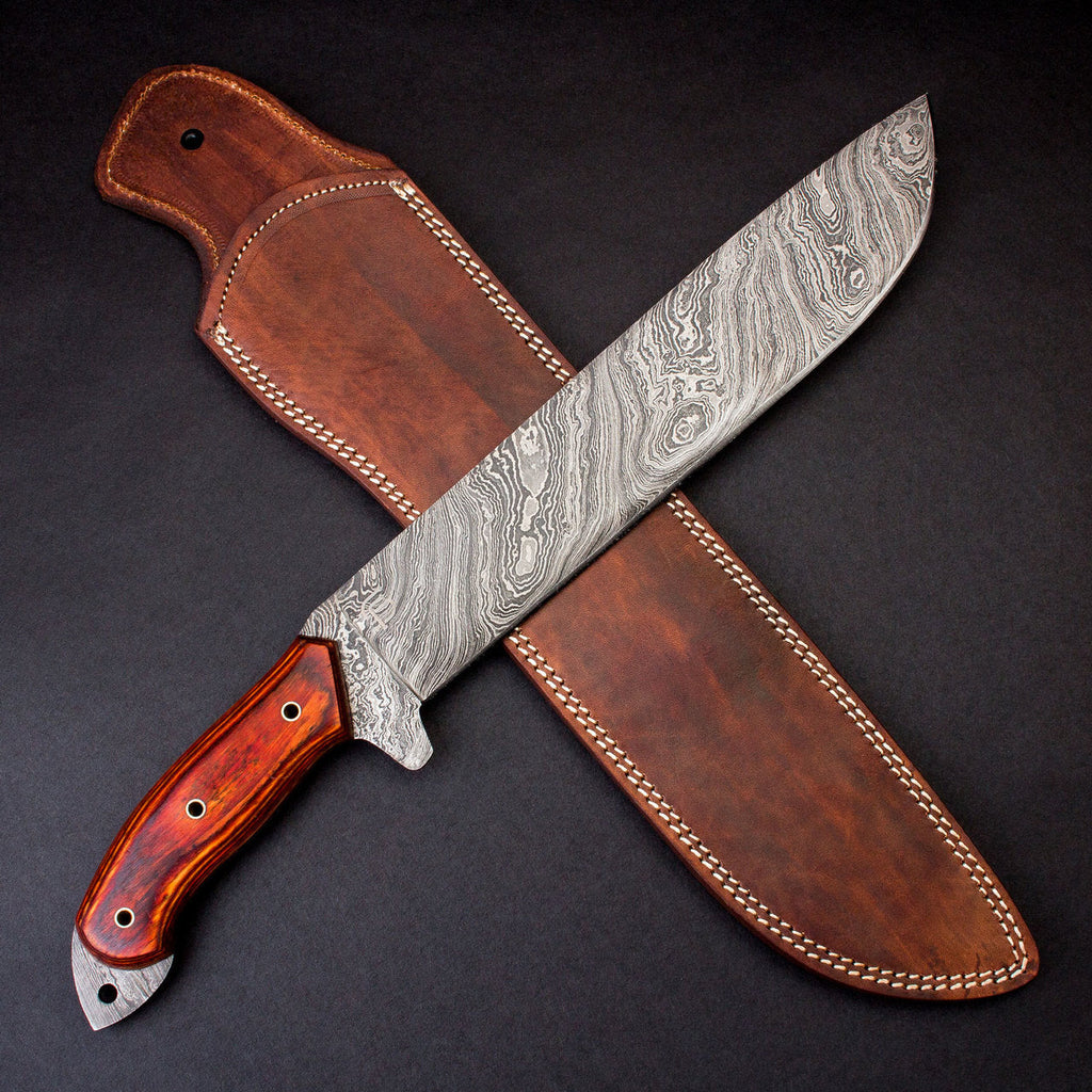 Percy Fawcett Hand-Forged Damascus Steel 11" Machete - Tali Wood