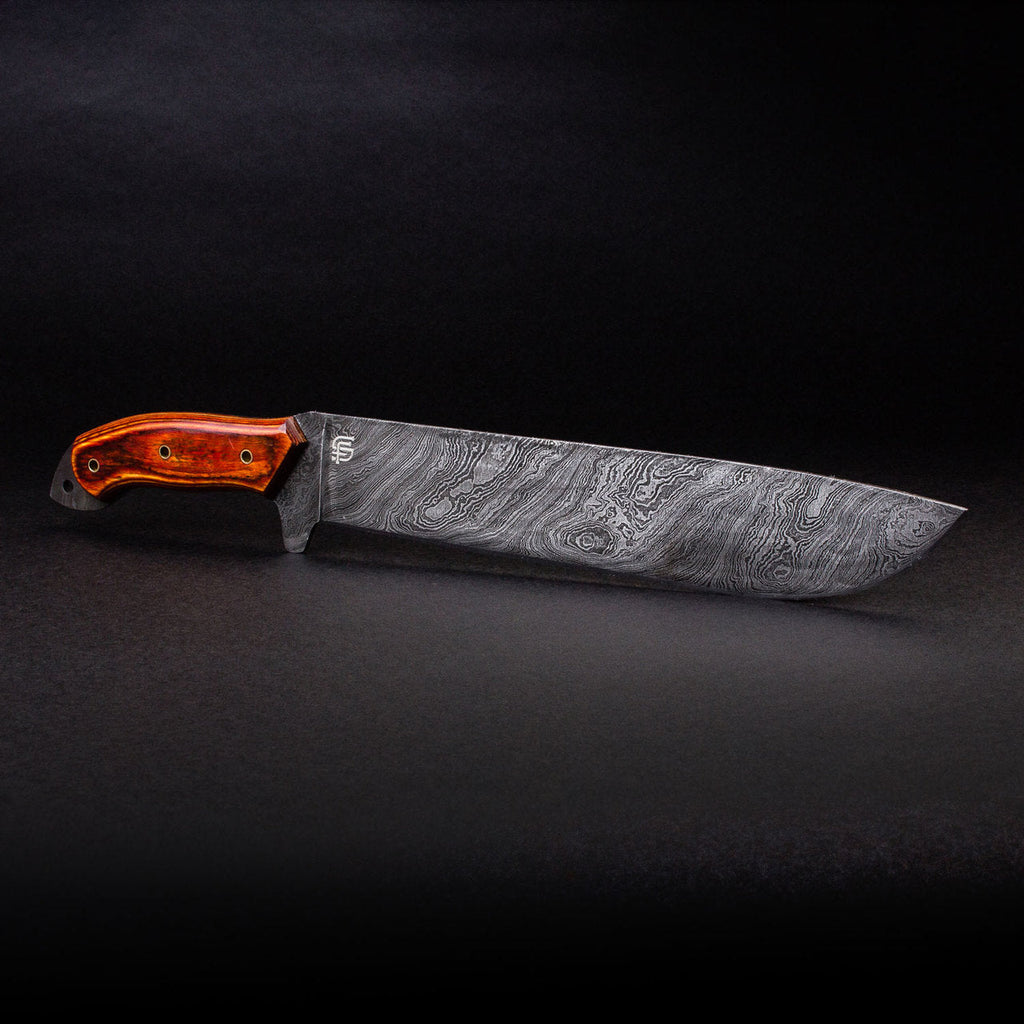 Percy Fawcett Hand-Forged Damascus Steel 11" Machete - Tali Wood