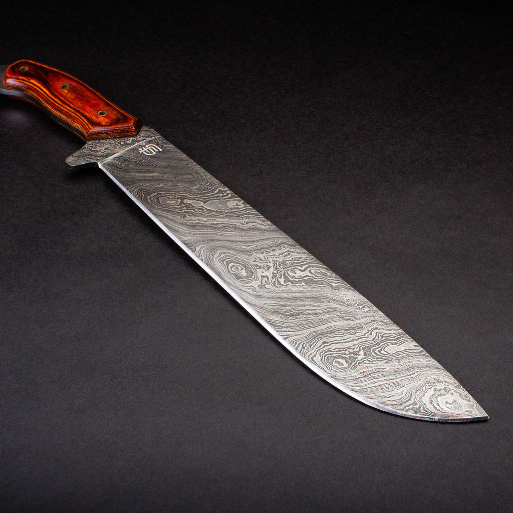 Percy Fawcett Hand-Forged Damascus Steel 11" Machete - Tali Wood