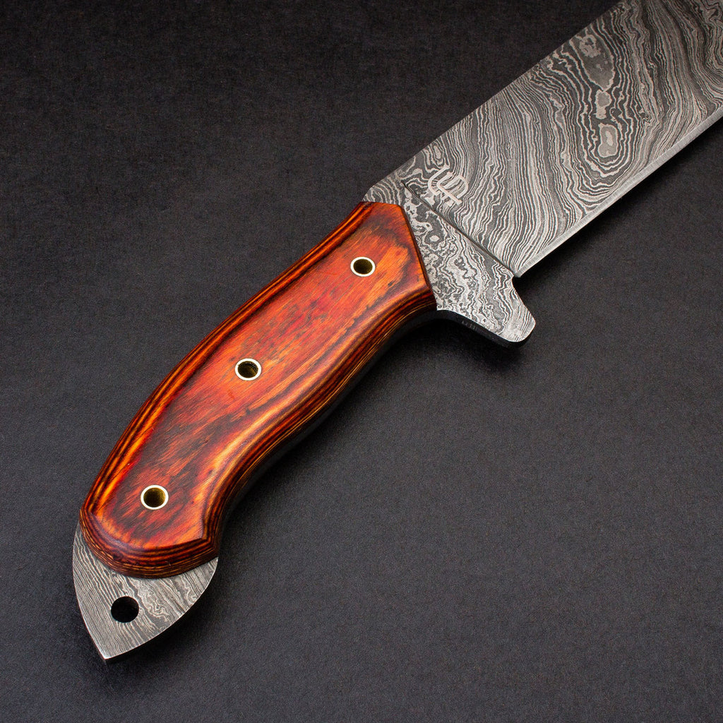 Percy Fawcett Hand-Forged Damascus Steel 11" Machete - Tali Wood
