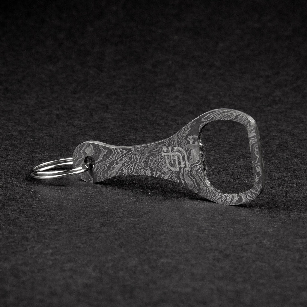Cap Lifter Hand-Forged Damascus Steel Keychain Bottle Opener