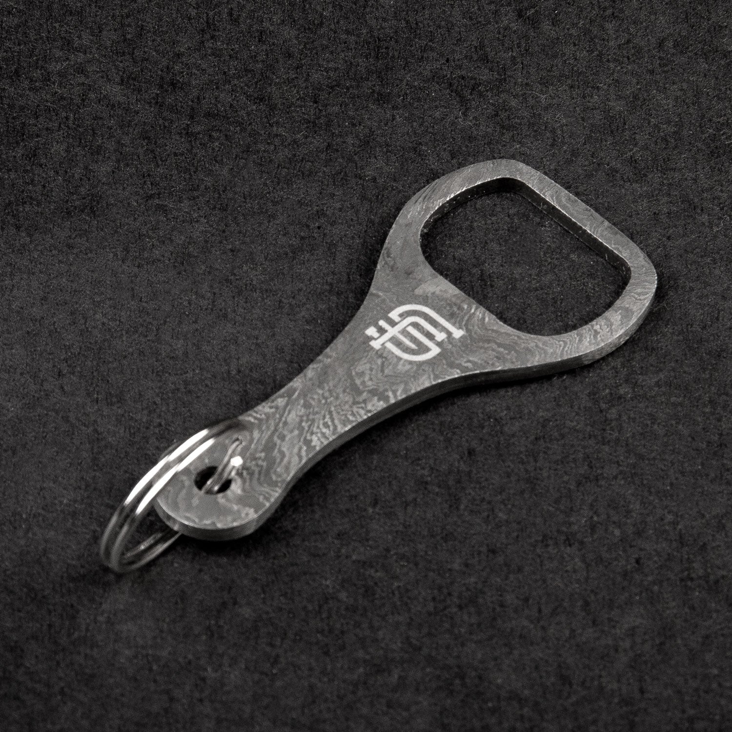 Cap Lifter Hand-Forged Damascus Steel Keychain Bottle Opener