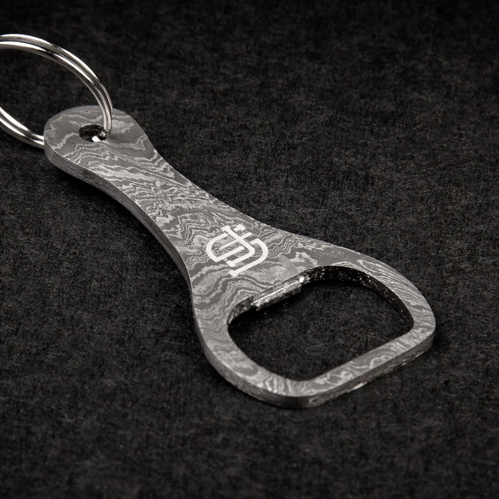 Cap Lifter Hand-Forged Damascus Steel Keychain Bottle Opener