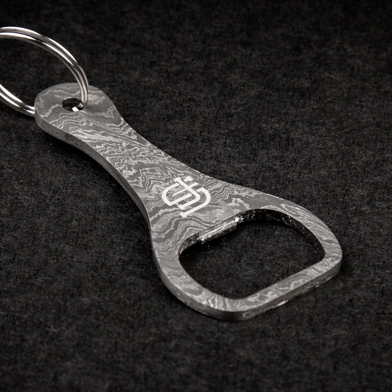 Cap Lifter Hand-Forged Damascus Steel Keychain Bottle Opener