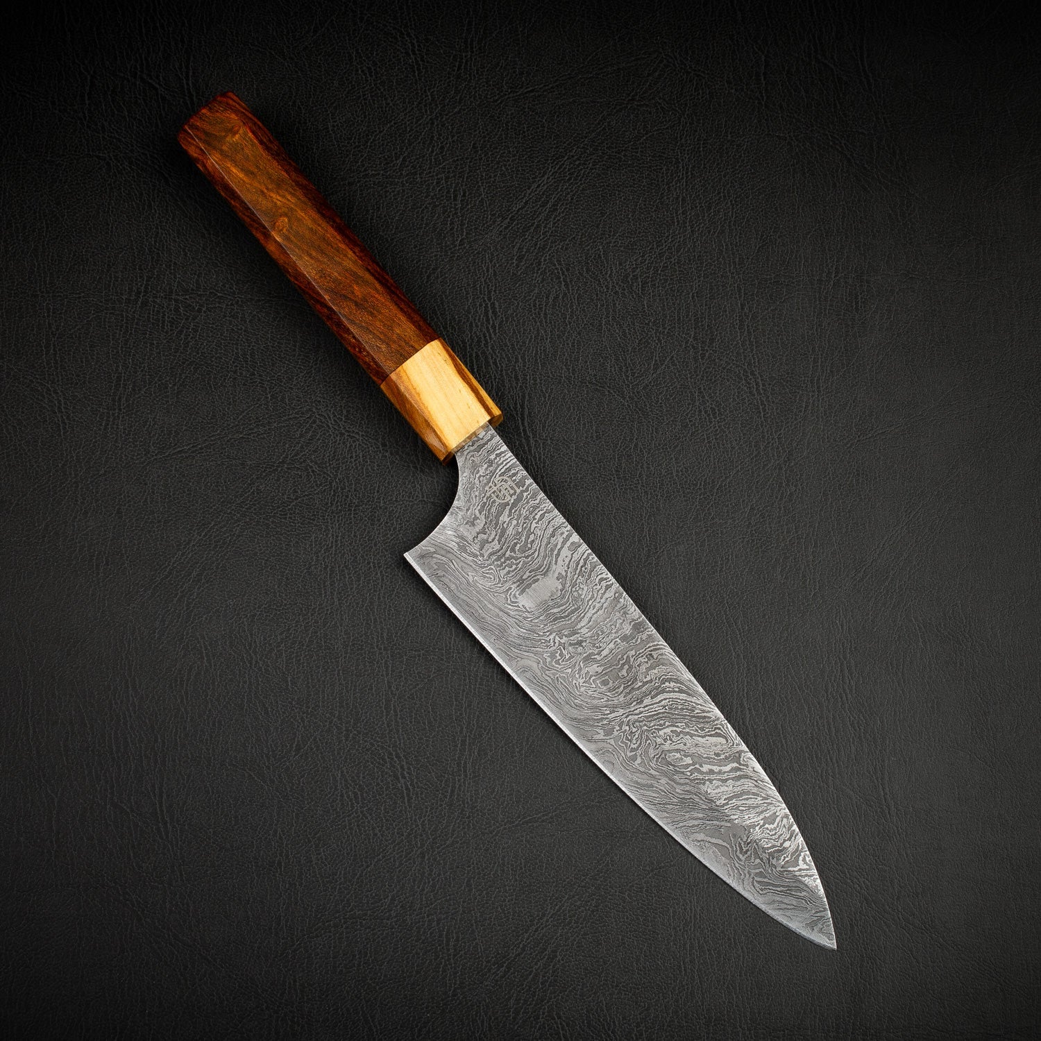Itamae Hand-Forged Damascus Steel 7" Santoku Chef Knife - Olive Wood and Rosewood