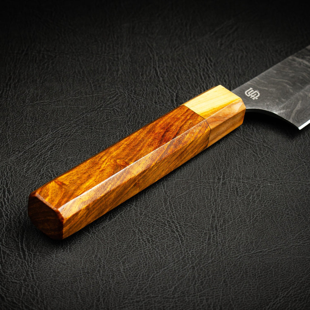 Itamae Hand-Forged Damascus Steel 7" Santoku Chef Knife - Olive Wood and Rosewood