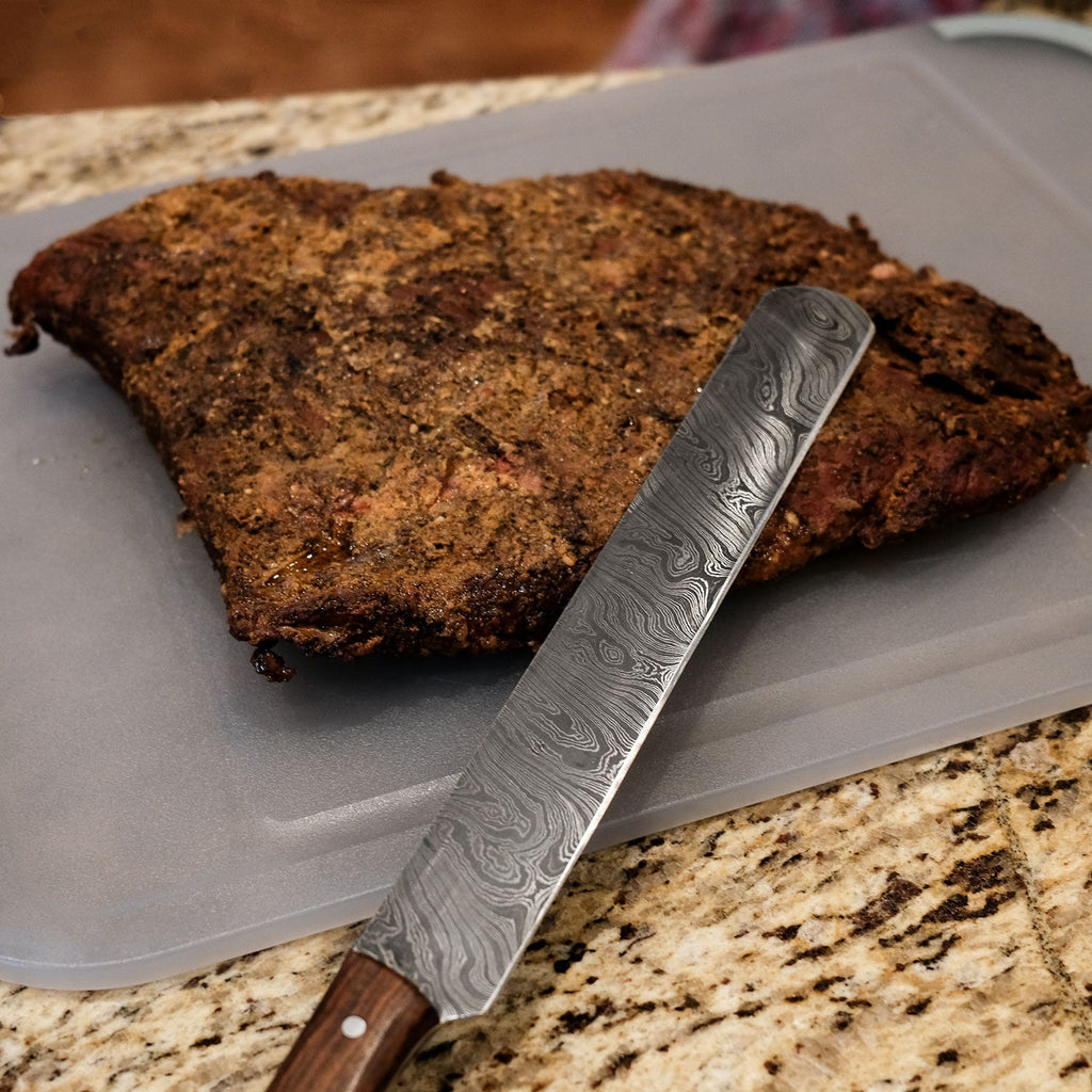 Maillard Hand-Forged Damascus Steel 10" Slicing and Carving Knife - Walnut