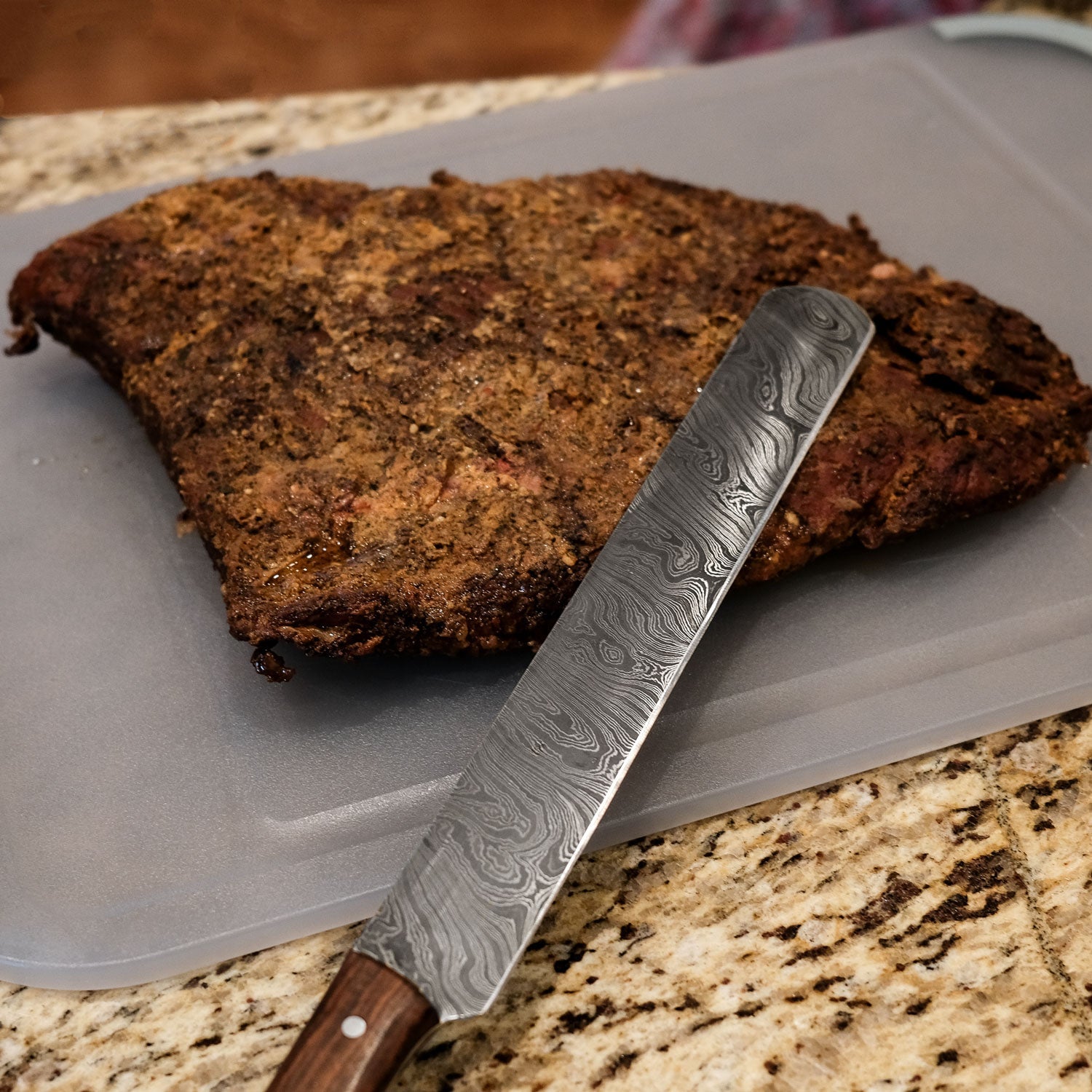 Maillard Hand-Forged Damascus Steel 10" Slicing and Carving Knife - Walnut