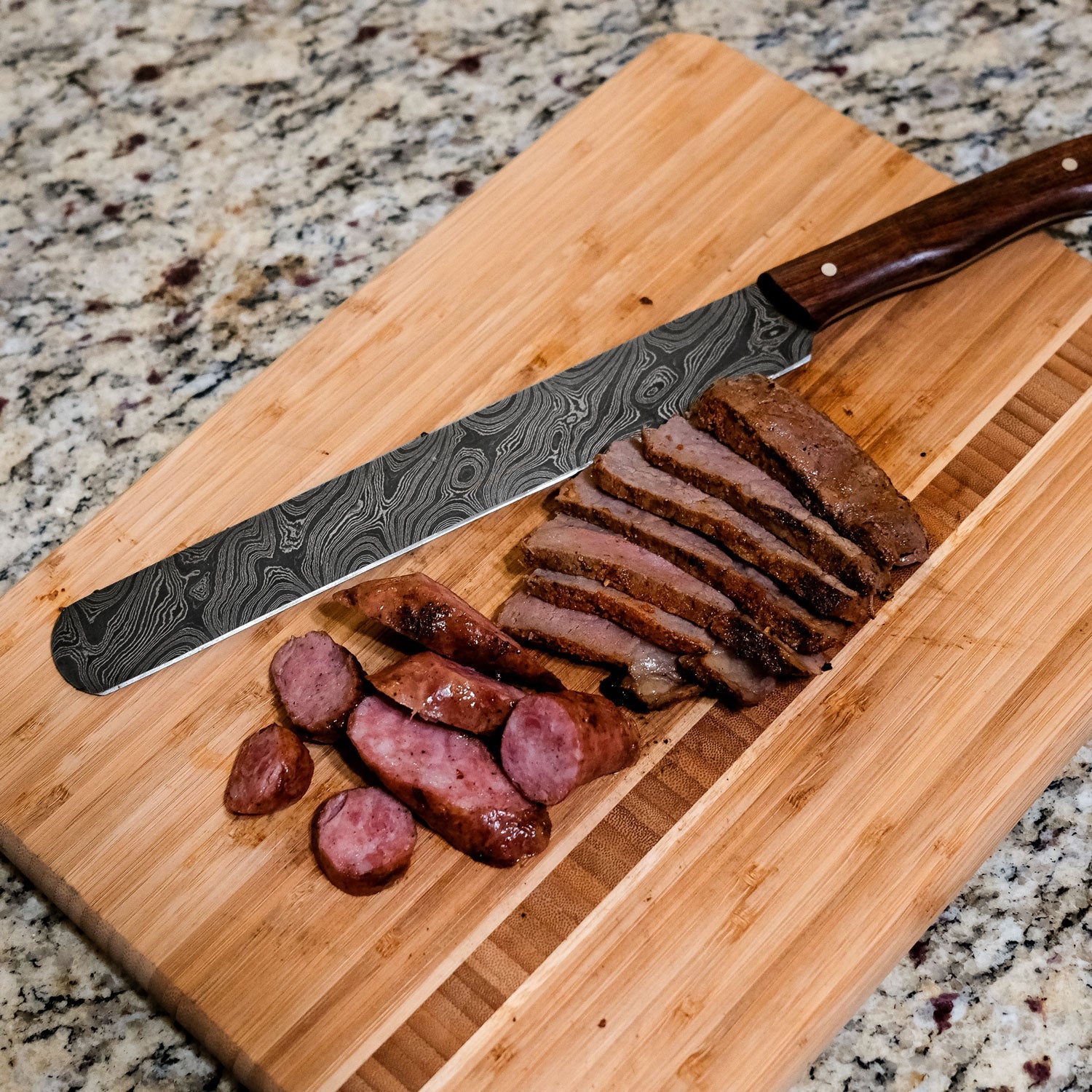Maillard Hand-Forged Damascus Steel 10" Slicing and Carving Knife - Walnut