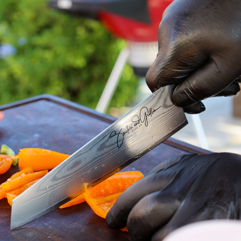 Smokin' and Grillin' with AB Signature Japanese Damascus Steel Kiritsuke 8" Chef Knife