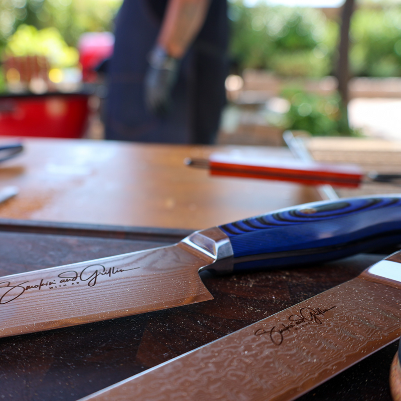 Smokin' and Grillin' with AB Signature Japanese Damascus Steel Knife set of 2