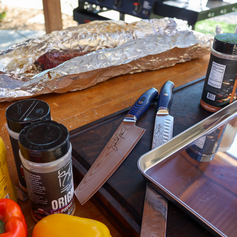 Smokin' and Grillin' with AB Signature Japanese Damascus Steel Knife set of 2