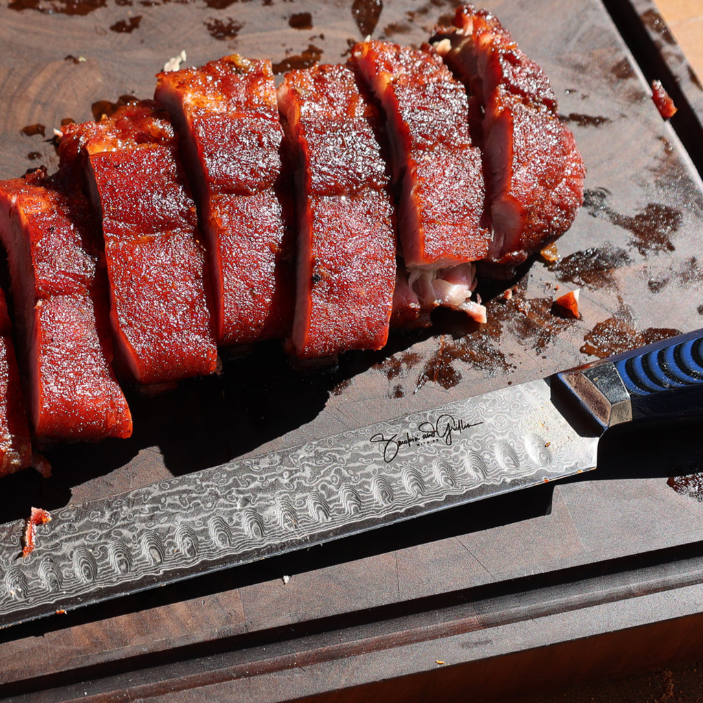 Smokin' and Grillin' with AB Signature Japanese Damascus Steel 12" Meat Slicer