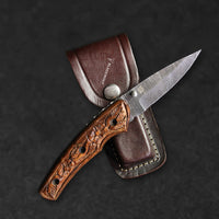 Barca Hand-Forged Damascus Steel Folding Knife - Tali Wood