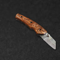 Barca Hand-Forged Damascus Steel Folding Knife - Tali Wood - BladeWolf A2Z image 3