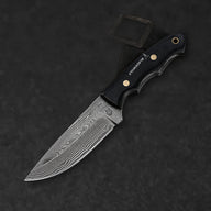 Becknell Hand-Forged Damascus Steel Hunting Knife - Black G10 - BladeWolf A2Z image 1