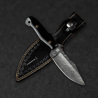 Becknell Hand-Forged Damascus Steel Hunting Knife - Black G10 - BladeWolf A2Z image 2