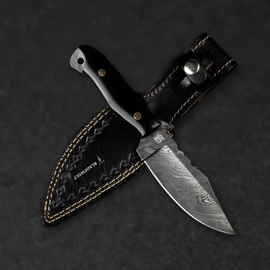 Becknell Hand-Forged Damascus Steel Hunting Knife - Black G10