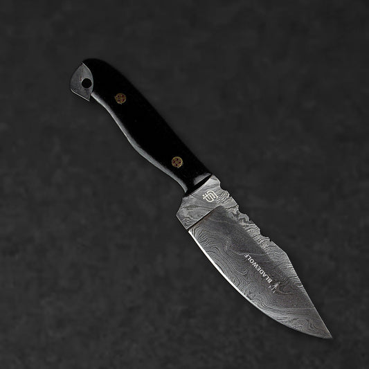 Becknell Hand-Forged Damascus Steel Hunting Knife - Black G10 - BladeWolf A2Z image 3