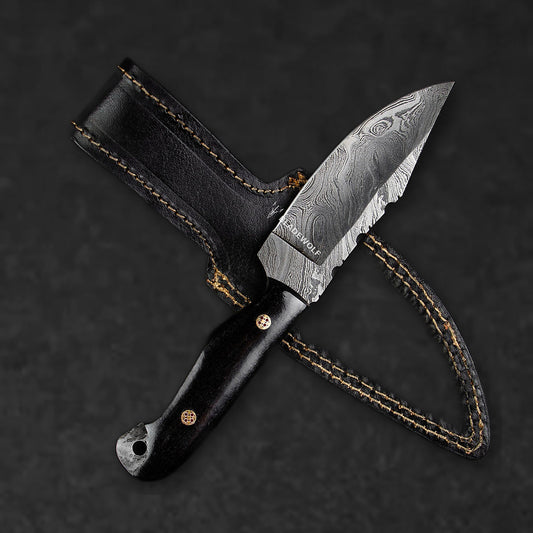 Becknell Hand-Forged Damascus Steel Hunting Knife - Black G10 - BladeWolf A2Z image 9