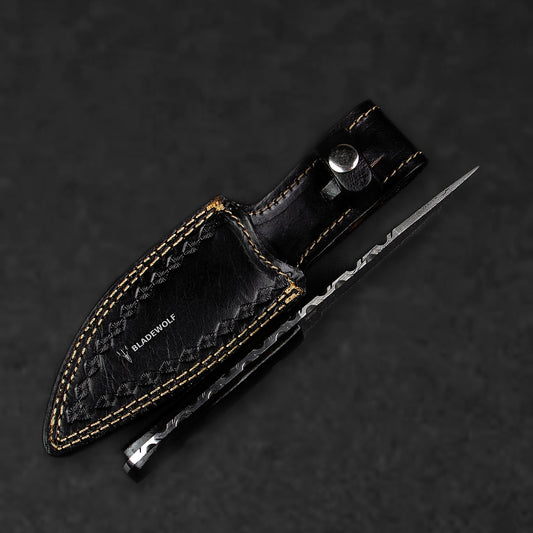 Becknell Hand-Forged Damascus Steel Hunting Knife - Black G10 - BladeWolf A2Z image 10
