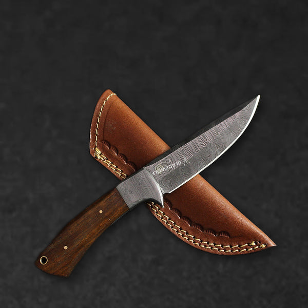 Bolognesi Hand-Forged Damascus Steel Hunting Knife - Rosewood - BladeWolf A2Z image 1